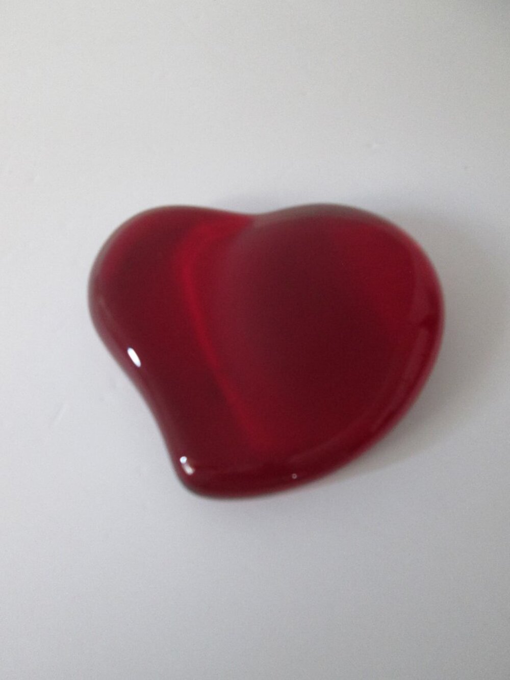 Tiffany & Co. Elsa Peretti Ruby Red Glass Heart Paperweight 4"